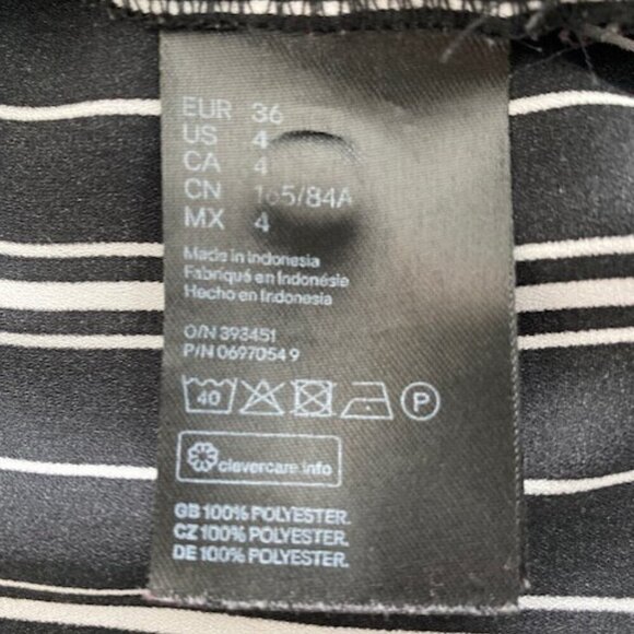 H&M Classic Black White Striped Button Down Shirt Blouse Sz 4 - Picture 12 of 12